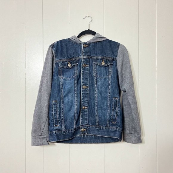 Denim Jacket Ring Of Fire Boys Hoodie Gray Blue Size XL